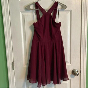 Lulu’s S burgundy Forevermore halter top skater dress